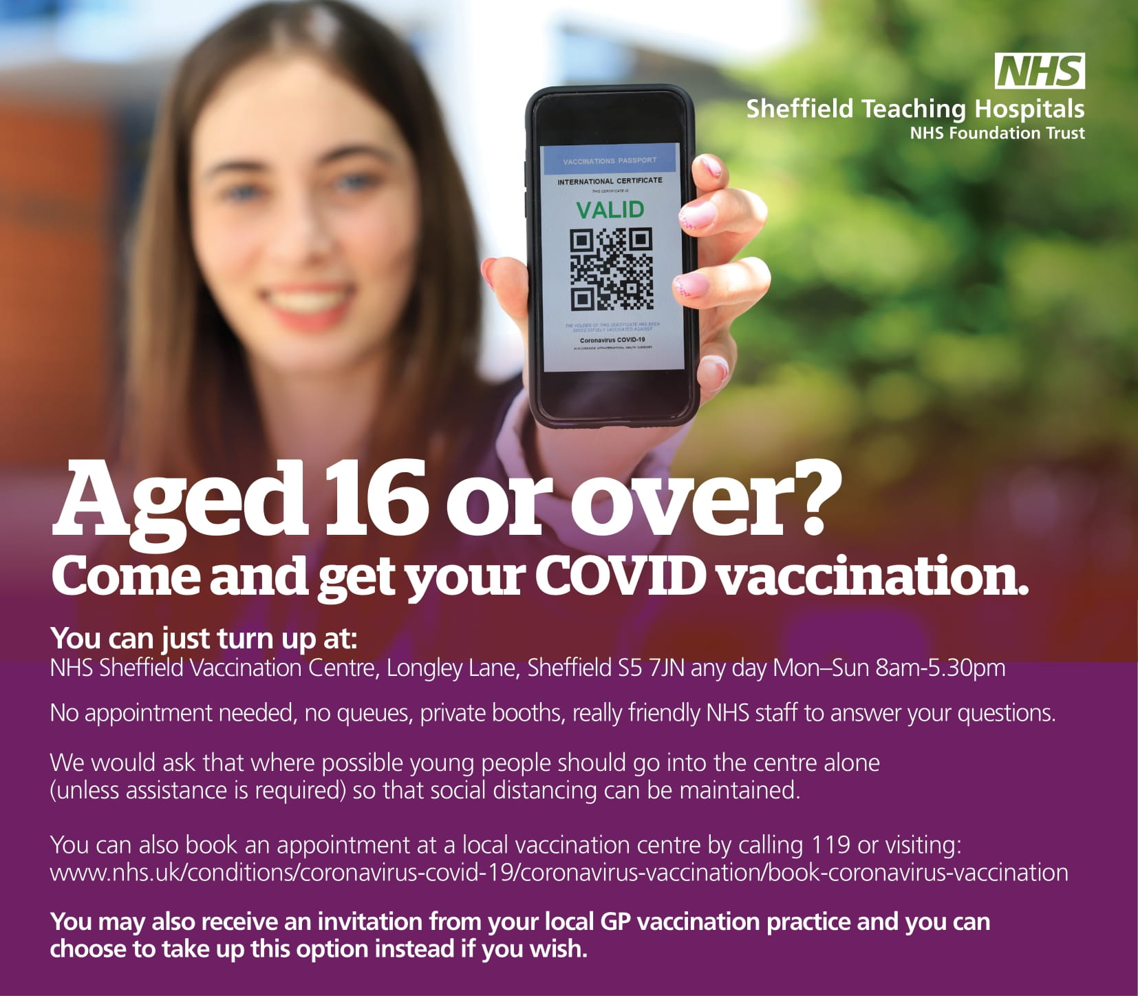 Sheffield Vaccination Centre now offering COVID-19 vaccine to young people aged 16 and over
